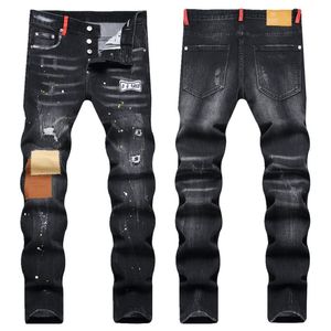 dżinsowe projektant mężczyzn układali męskie Jean wysokiej jakości mody patchwork damskie prawdziwe dżinsowe szczupłe spisy haftowe