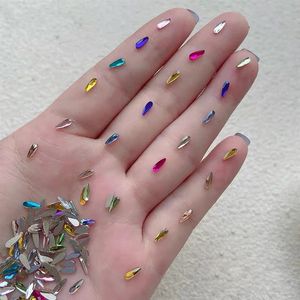 2 x 6 mm Mini-Tropfen-Nagelkunst-Strass-Dekoration, flache Farbe, kleiner Regentropfen, Kristallglasstein, 3D-Fingernagel-DIY-Zubehör 240202