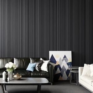 Plain Grey Black Striped Wallpaper Room Decor Modern Luxury Simple Geometric Texture Solid Wall Paper Mural Background 240122