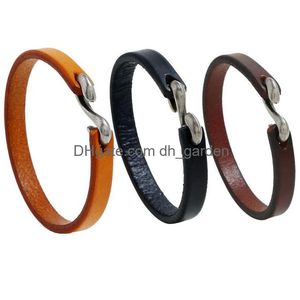 Bangle Vintage Simple Hook Leather Bracelet Cuff Women Mans Bracelets Wristband Fashion Jewelry Will And Sandy Drop Delivery Dhsea