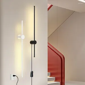 Lampada da parete Lampade a LED con interruttore per soggiorno Nordic Indoor Nero Oro Bianco Luci Sconce Divano Sfondo Corridoio
