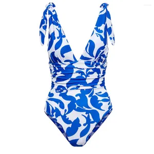 Roupa de banho feminina floral impressão beachwear profundo decote em v maiô e saia midi fatos de banho sexy moda verão design sentido 2024