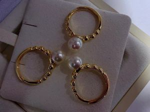 23020301 diaomondbox Jewelry Ringシングル8-9mm Akoyaシルバーパールイエローゴールドメッキスターリング925シルバー調整可能ビーズヴィンテージクラシック