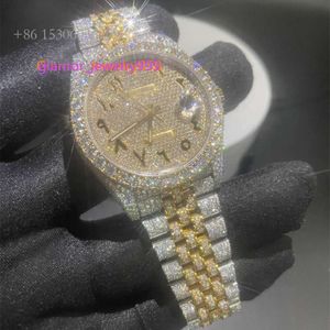 2023 Özelleştirilmiş Otomatik VVS D Moissanit Diamond Designer Mens Watchbrand Saat