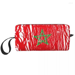 أكياس مستحضرات التجميل المغرب المغربية حقيبة العلم الوطنية للنساء ماكياج سحاب السوستة منظم التخزين