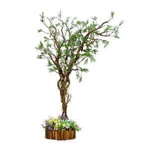 5 Branch100 cm Sztuczne fałszywe sosny drzewo t zielone rośliny liana wiszące rattan elastyczne kwiaty łukowe dekoracje ślubne ogrodowe 240127