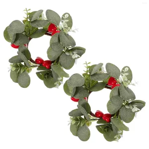 Candle Holders 2 Pcs Love Garland Holder Wedding Rings Flower Wreaths Decorations For Ceremony Winter Nordic