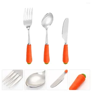 Dinnerware Sets Stainless Steel Cutlery Kids Eating Kit Toddler Utensils Adorable Flatware Child Spoon Fork