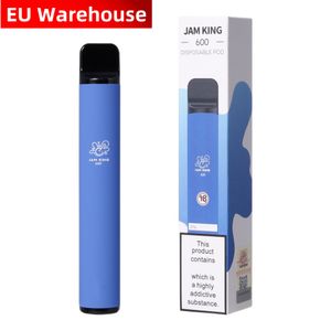 EU Warehouse Jam King puff bar vape 600 puffs 2ml Juice disposable e cigarette pen 10 Flavors Pods Nic Salt 2% 20mg Vaporizer Mesh Coil 550mAh Battery vs poco vape