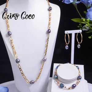 Imitation Tahitian Baroque Women's Jewelry Sets Chain Necklace with Pearls Freshwater Pearl Bracelets Neckalces Set for Women 240118