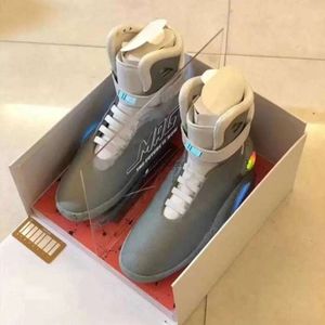 Laços Automáticos Air Mag De Volta Para O Futuro Sapatos Homens Marty McFly Led Homens Brilham No Escuro Preto Vermelho Cinza Marty McFly's Botas De Cano Alto