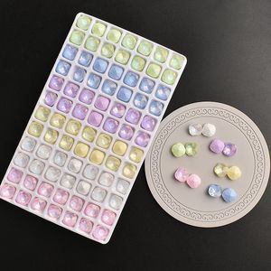 8 mm spiczasty dolny Mocha Fat Square Art Art Rhinestone K9 Glass Macaron Crystal Manicure Diy Dekoracja 30/100pcs 240202