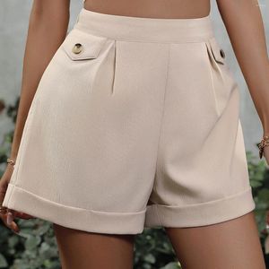 Kvinnors shorts Micro Elastic Right For Women Casual Bekväm temperament Aprikos Hög midja Löst byxor Pantaloner Cortos 2024