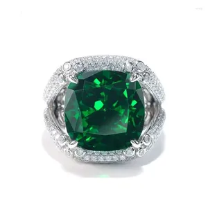 Cluster Rings ZOCA High Quality 925 Sterling Silver Simulated Emerald Ruby Green Square For Women Band Bracelet Fine Jewelry