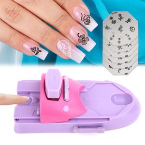 Manual Nail Art Printing Machine with 6pcs Metal Stamping Plates Manicure Nail Color Draw Polish Nail Printer Set Tool240129