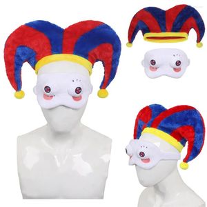 Articoli per feste Pomni Cosplay Fantasy Adulto Inverno Cappello di peluche Maschera per gli occhi Cartoon TV Incredibile circo digitale Travestimento Accessori per costumi Prop