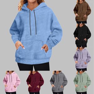 Hoodies femininos suéteres de treino para mulheres com capuz overszied moletom velo sólido colheita topos com cordão jaquetas macias