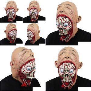 Máscaras de festa grande boca zumbi diabo halloween ins cosplay assustador alienígena demônio máscara traje evento festivo suprimentos home 220926 drop deli dhd1g