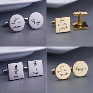 Personalized Cufflinks Engrave Handwriting Cufflinks Wedding Gift for Husband Custom Cufflinks for Him Valentine's Day Gift 240127