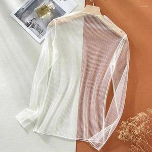 Women's T Shirts Women Mesh Top Leisure See Through Lace T-shirts Sexy Transparent Fishnet Tops Bar Party Tee Spring Summer Breathable