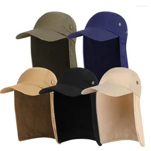 Berets Hat Hat Sun Visor Cap Outdoor UPF 50 حماية مع غطاء رفرف عنق الأذن القابل للإزالة للتنزه في التخييم للجنسين