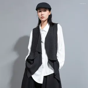 Women's Vests Black Irregular Vest Coat Men Women Sleeveless Cardigan Jacket Spring Autumn Japan Style Trendy Streetewear Gothic Hip Hop