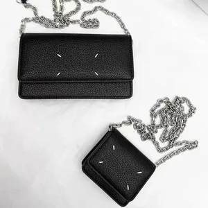 Wallets Genuine Leather Chain Shoulder Bags Women Brand Designer Zipper Classic Chic Card Case Coin Purse Gift Box Unisex