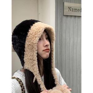 Hat Women Autumn and Winter Cute Hairball Wool Hat All Plush Ear Protection Knitted Hat Show Face Small Bao Head Hat 240127