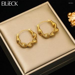 Brincos de argola EILIECK 316L aço inoxidável torção geométrica para mulheres luxo banhado a ouro joias de orelha festa de casamento presente bijuterias