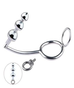 Stainless Steel Metal Anal Hook Dilator Dildo Prostate Massager Penis Ring Butt Plug Lock Fetish Gay Sex Toys J19173561006