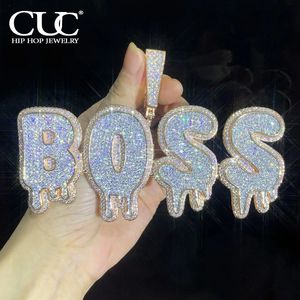 CUC Big Drip Letter Pendant Custom Name Hiphop Pendant Necklace For Men Women Chain Customized Zircon Copper Jewelry 240119