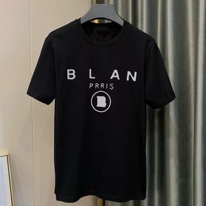 Camiseta de banda de designer masculina moda preto e branco manga curta padrão de carta de luxo todo algodão casal camiseta PS-5XL