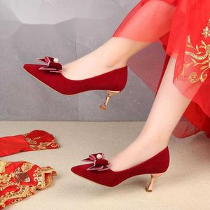Scarpe eleganti Scarpe da sposa Donna Autunno/inverno Novità Vino rosso Sposa che indossa due tacchi alti 6,5 cm Piedi non stancanti