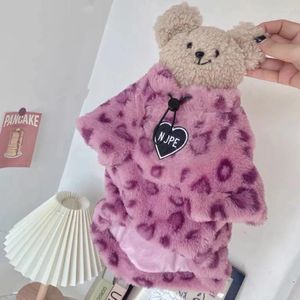 Abbigliamento per cani Cappotto di pelliccia Abbigliamento leopardo di moda Autunno e inverno Pelo di coniglio per animali domestici Carino maglione di lana caldo Vestiti natalizi