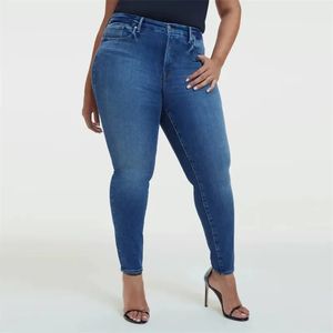 Mager mage kontroll hög stretch midja höftlyft smal fit blyerts denim byxor y2k pojkvän vintage rippade bodycon jeans 240201