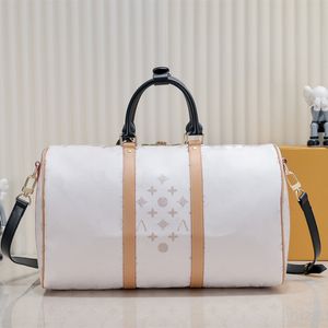 حقيبة Tote Luxury Brand White Travel Bag Visups Hand-Pags Handbag Pu Leather Men Large Luggage Lughage 45cm عالية الجودة 46863