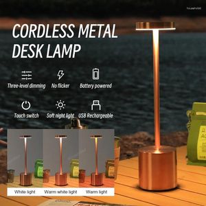 Tischlampen KINSCOTER LED-Lampe für Schlafzimmer, wiederaufladbar, kabellos, Touch, Camping, kreativer USB-C-Schreibtisch