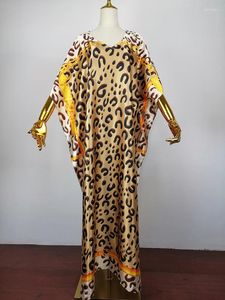 Kvinnors badkläder Print Leopard Extr Bohemian Dress Polyester Maxi Swimsuit Cover Up 2024 Robe Plage Pareos Long Kaftan Beach Sarong