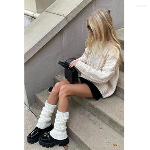 Women Socks Lolita Leg Warmers Knitted Wool Long Cover Crochet Boots Cuffs Autumn Winter Heap Stockings JK Y2K Punk Gothic