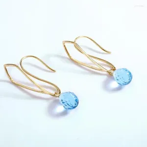 Dangle Earrings Sapphire Crystal Water Drop S925 Sterling Silver 9k Gold Plated Blue Crystals Faceted Teardrop Gemstone Beads Earring