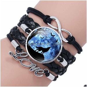 Charm Armbänder Update Love Infinity Wolf Armband Mtilayer Wrap Glas Cabochon Frauen Kinder Modeschmuck Drop Lieferung Dhxhl