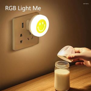 Night Lights Mini Smile USB Light Portable Round DC 5V 1A LED Children Cute Bedroom Decoration Atmosphere Lamp