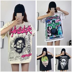 T 셔츠 Hellstar Tshirt 디자이너 남성용 hellstar t 셔츠 래프 남성 여성 Tshirt 랩퍼 세탁 무거운 크래프트 유니스석 짧은 슬리브 상단 고지대 레트로 여성