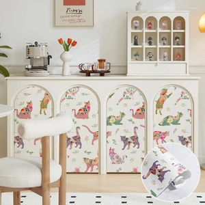 Bakgrundsbilder färgglada katt barnrum dekor avtagbar tapet rolig skal och stick blommig självhäftande för möbler