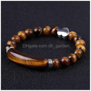 Perlenstrang 8 mm grüner Aventurin-Achat Rosenquarz Tigerauge Herz-Charm-Armband Naturstein-Perlenarmbänder Damenmode-Juwel Dho9Z