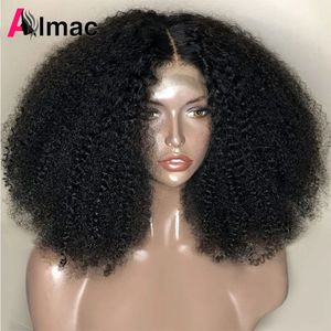 250% gęstość Afro Kinky Curly Human Hair Peruki dla kobiet Indian 134 koronkowa peruka czołowa 41 T Peruka z przezroczystą koronką Remy 240118