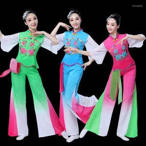 스테이지웨어 한피 전국 댄스 공연 의상 클래식 팬 전통 중국어