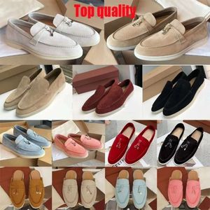 Casual Schuhe Slipper flach niedrige Top Wildleder Kuh Leder Oxfords Moccasins Sommer Walk Komfort Loafer Slip auf Loafer Gummi -Sohle Flats Loro Piano Schuh