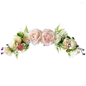 Flores decorativas Arco de casamento artificial peônia flor swag floral para porta frontal de lintel