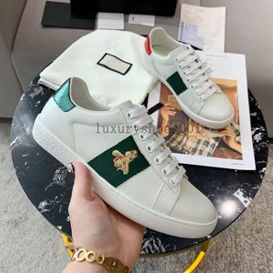 Italy new Ace Sneaker Shoes White Flat Leather Shoe Green red 1977 Stripe Embroidered Tiger Snake Couples Trainers Chaussures Size35-45 1.25 35